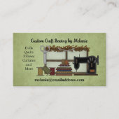 Rustige naaigarts op groen visitekaartje (Voorkant)