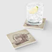 Rustige  naaimachine stenen onderzetter (Zijkant)