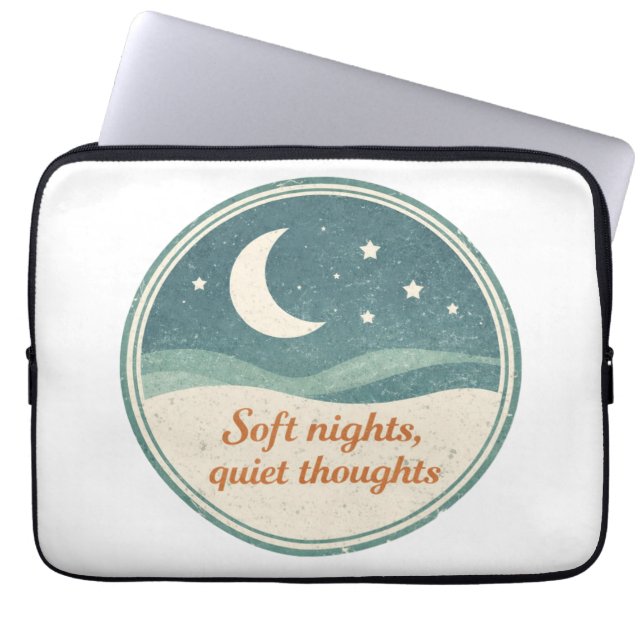 Rustige Nacht Maan Ontwerp Laptop Sleeve (Voorkant)