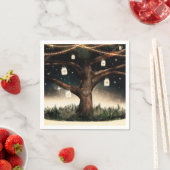 Rustige nachtboom met lampjes- en Mason Jars-bruil Servet (Insitu)