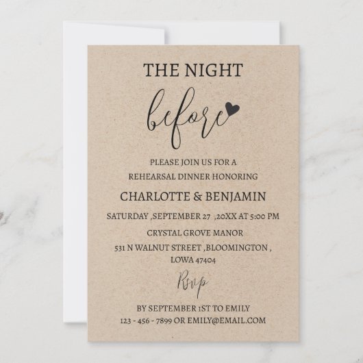 Rustige nachtelijke repetitie kaart (Voorkant)