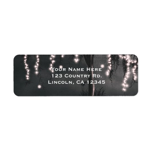 Rustige nachtmossy Tree Lights Weddenschap Etiket (Voorkant)