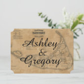 Rustige  Nantucket Map Wedding Uitnodiging (Staand voorkant)