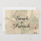 Rustige Nashville Map Wedding Uitnodiging (Voorkant)