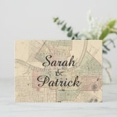 Rustige Nashville Map Wedding Uitnodiging (Staand voorkant)