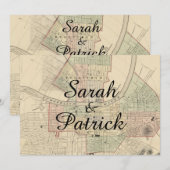 Rustige Nashville Map Wedding Uitnodiging (Voorkant / Achterkant)