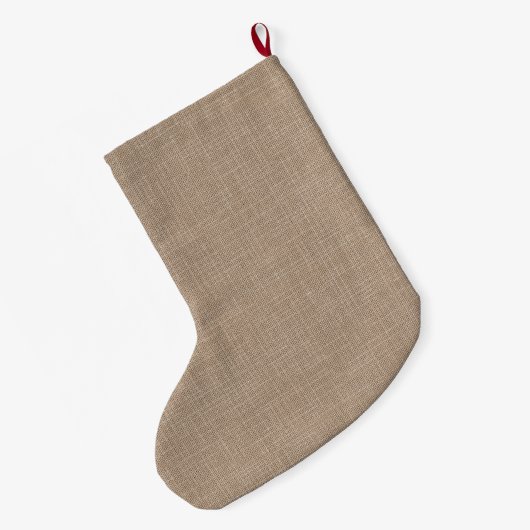 Rustige Natural Linen kerstnaam rood groen Grote Kerstsok (Achterkant (Hangend))