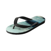 Rustige natuur aquarel bergscène met monogram kinder teenslippers (Schuin)