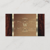 Rustige Natuur Boom Bark Grain Gold Border Monogra Visitekaartje (Voorkant)