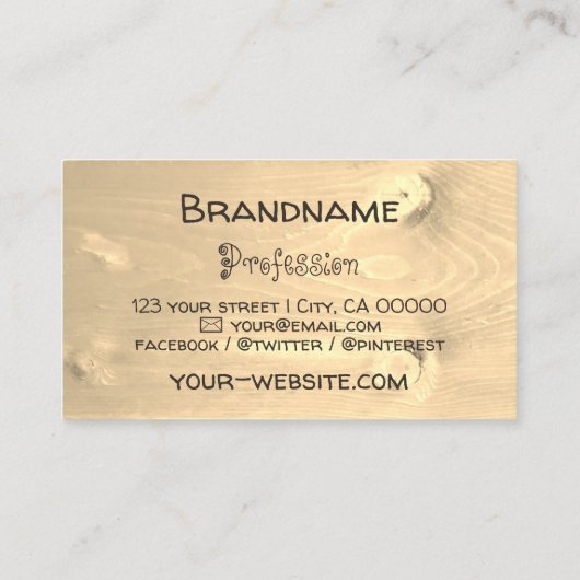 Rustige natuurlijke houten boomgaarden - Bark Hout Visitekaartje (Achterkant)