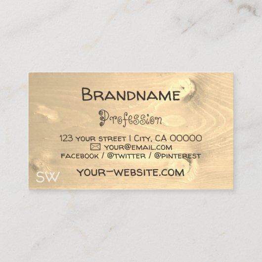 Rustige natuurlijke houten boomgaarden Bark Monogr Visitekaartje (Achterkant)