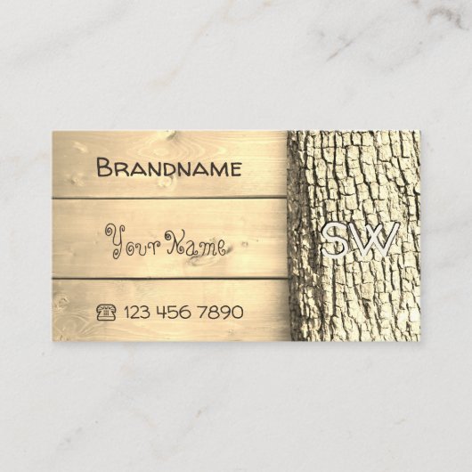 Rustige natuurlijke houten boomgaarden Bark Monogr Visitekaartje (Voorkant)