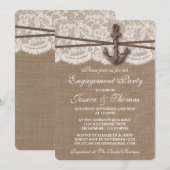 Rustige Nautical Anchor Beach Engagement Party Kaart (Voorkant / Achterkant)