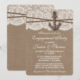 Rustige Nautical Anchor Beach Engagement Party Kaart