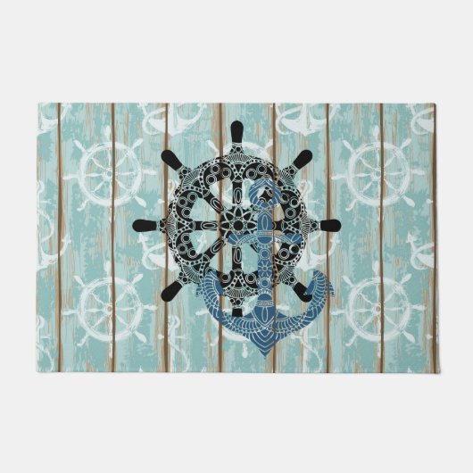 Rustige Nautical Anchor Deurmat (Voorkant)