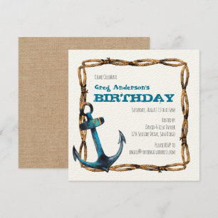 Rustige Nautical Anchor Party Kaart