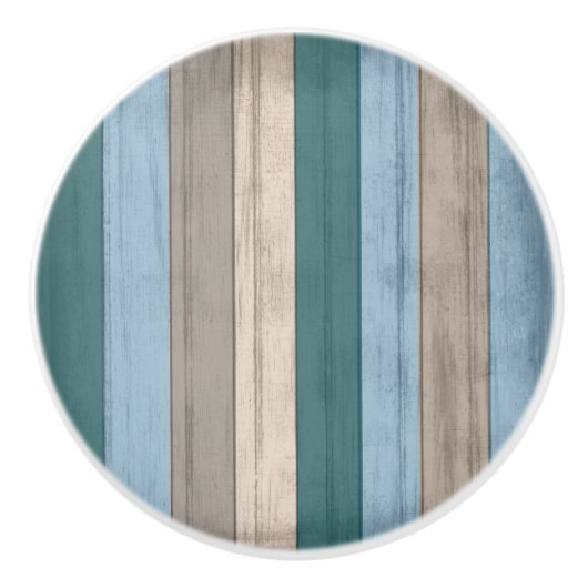 Rustige Nautical Beach Wood Stripes Keramische Knop (Voorkant)