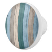 Rustige Nautical Beach Wood Stripes Keramische Knop (Rechts)