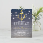 Rustige Nautical Blue Mannen Birthday Party Kaart (Staand voorkant)
