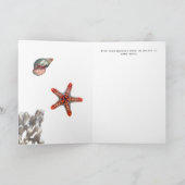 Rustige Nautical Blue Wood Burlap Starfish Birthda Kaart (Binnen)