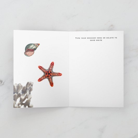 Rustige Nautical Blue Wood Burlap Starfish Birthda Kaart (Binnen)