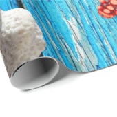 Rustige Nautical Blue Wood Burlap Starfish Cadeaupapier (Rol Hoek)