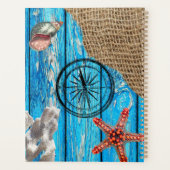 Rustige Nautical Blue Wood Burlap Starfish Planner (Achterkant)
