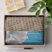 Rustige Nautical Blue Wood Burlap Starfish Tissuepapier (Geschenk)