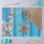 Rustige Nautical Blue Wood Burlap Starfish Tissuepapier (Craft)