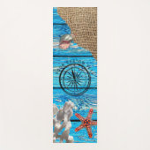 Rustige Nautical Blue Wood Burlap Starfish Yogamat (Voorkant)