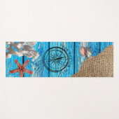 Rustige Nautical Blue Wood Burlap Starfish Yogamat (Voorkant (horizontaal))