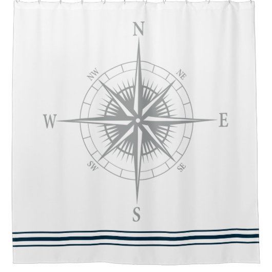 Rustige Nautical Compass Douchegordijn (Voorkant)