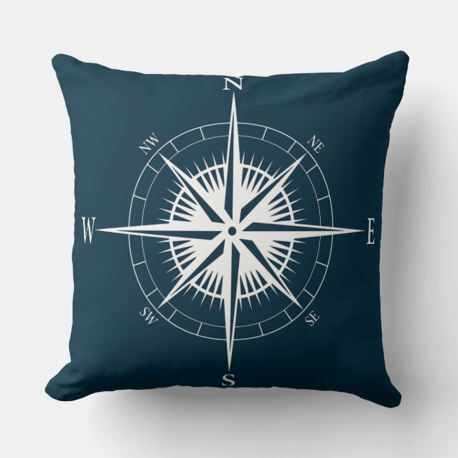 Rustige Nautical Compass Kussen (Voorkant)