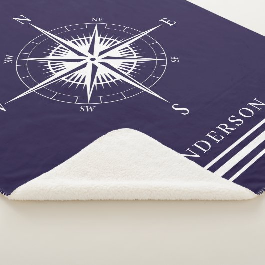 Rustige Nautical Compass Persoonlijke Familie Sherpa Deken (3/4)