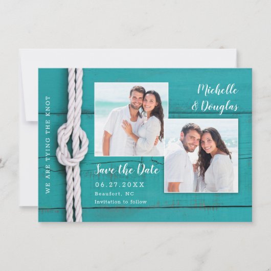 Rustige Nautical Knot Photo Save the Date (Voorkant)