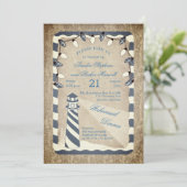 Rustige Nautical Lighthouse Beach repesal Dinner Kaart (Staand voorkant)