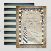 Rustige Nautical Lighthouse Beach repesal Dinner Kaart (Voorkant / Achterkant)