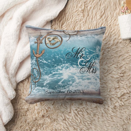 Rustige Nautical Ocean Wedding Pillow Kussen (Deken)