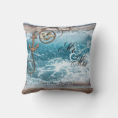 Rustige Nautical Ocean Wedding Pillow Kussen (Achterkant)