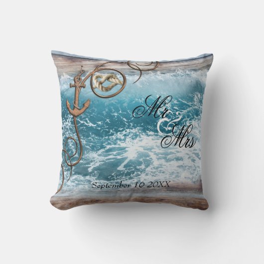 Rustige Nautical Ocean Wedding Pillow Kussen (Voorkant)
