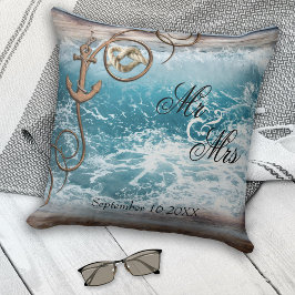 Rustige Nautical Ocean Wedding Pillow Kussen