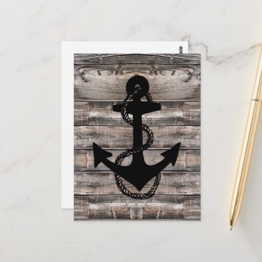 Rustige nautische + ANCHOR ROPE | Briefkaart (Voorkant / Achterkant in situ)