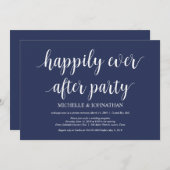 Rustige Navy Blauwe Trouw Elopement Receptie Kaart (Voorkant / Achterkant)