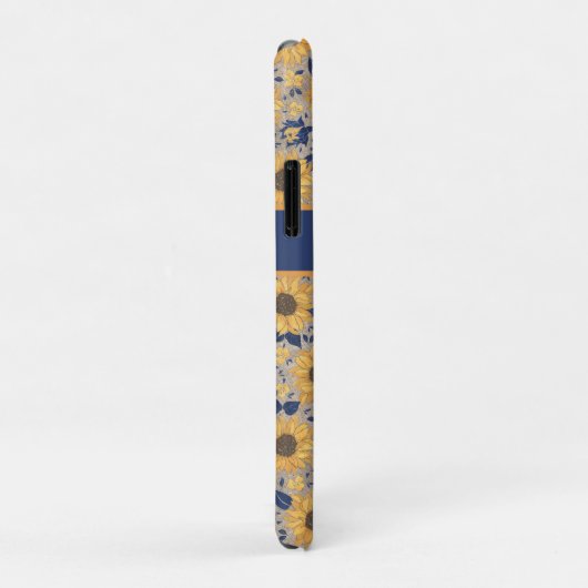 Rustige Navy Blue Golden Yellow Sunflower Name Case-Mate iPhone Case (Achterkant/rechts)