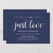 Rustige Navy Blue Trouw Elopement Ontvangst Kaart (Voorkant / Achterkant)