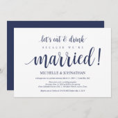 Rustige Navy Blue Trouw Elopement Ontvangst Kaart (Voorkant / Achterkant)