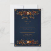 Rustige Navy Herfst Bruiloft RSVP Kaartje (Voorkant)