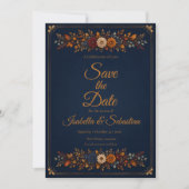 Rustige Navy Herfst Bruiloft Save The Date (Voorkant)
