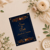 Rustige Navy Herfst Bruiloft Save The Date