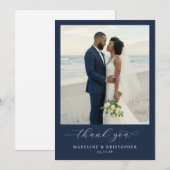 Rustige Navy strandfoto Bedankkaart (Voorkant / Achterkant)